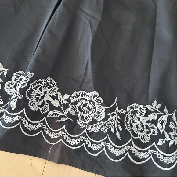 Ann Taylor Loft Black Midi Dress With White Embroidery - Picture 3 of 6